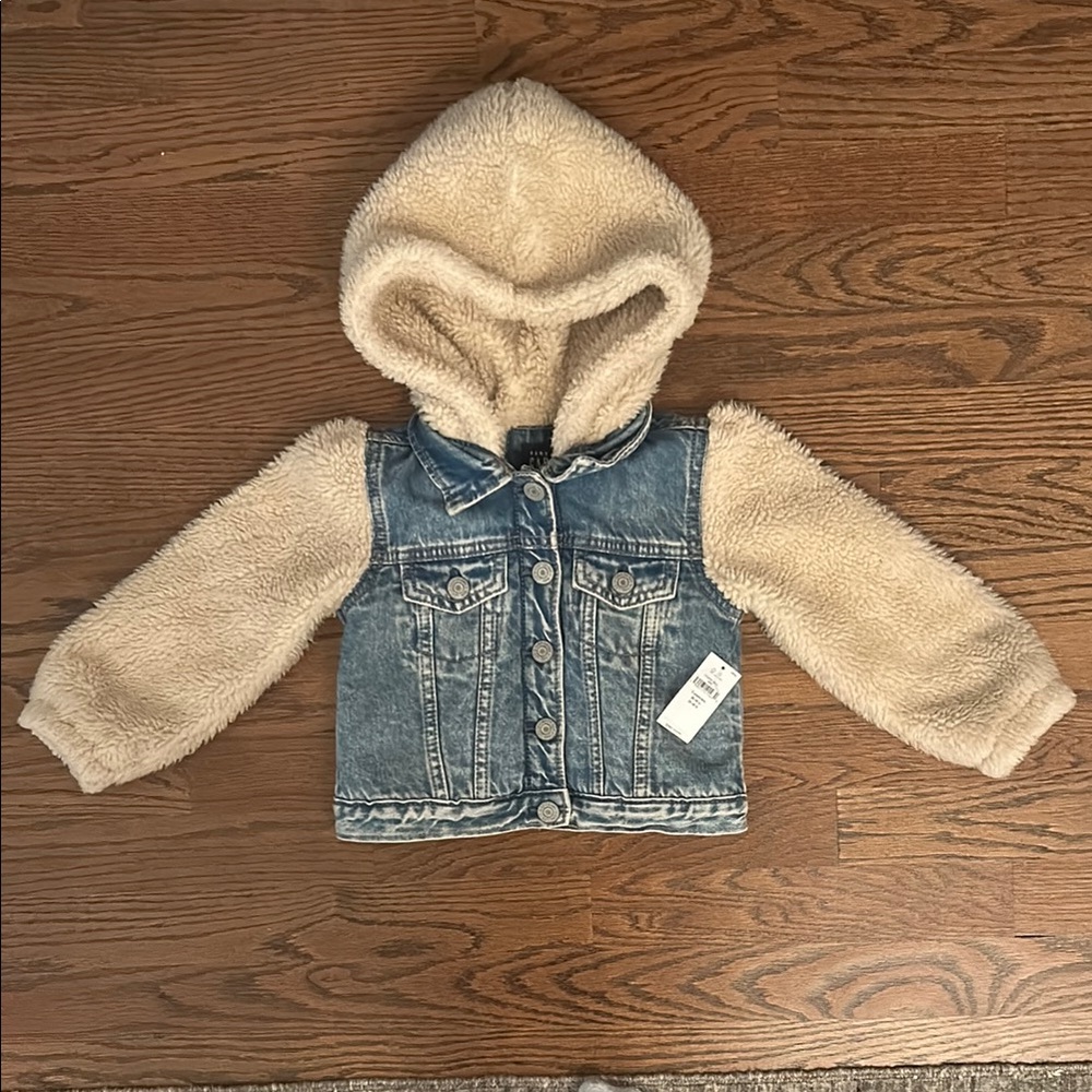 NEW WITH TAGS Toddler Denim and Sherpa Hooded Jacket